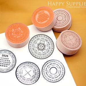 2026 Perpetual Calendar Stamp, Date Months Timeline Rubber Stamps, Journal Planner Wooden Stamp Set, Yearly Scrapbooking Stamp image 4