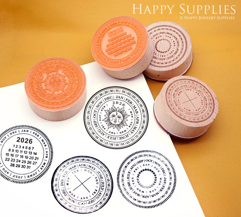 2026 Perpetual Calendar Stamp, Date Months Timeline Rubber Stamps, Journal Planner Wooden Stamp Set, Yearly Scrapbooking Stamp image 4