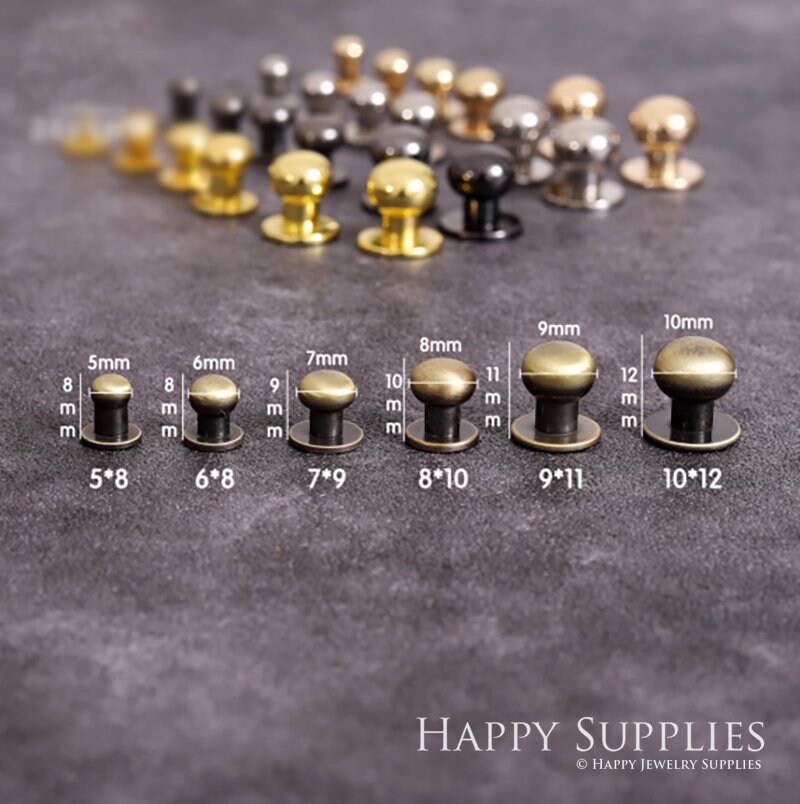 10set Metal O Ring Stud Rivet Screwback Gusset Hanger Clamps Bag Side