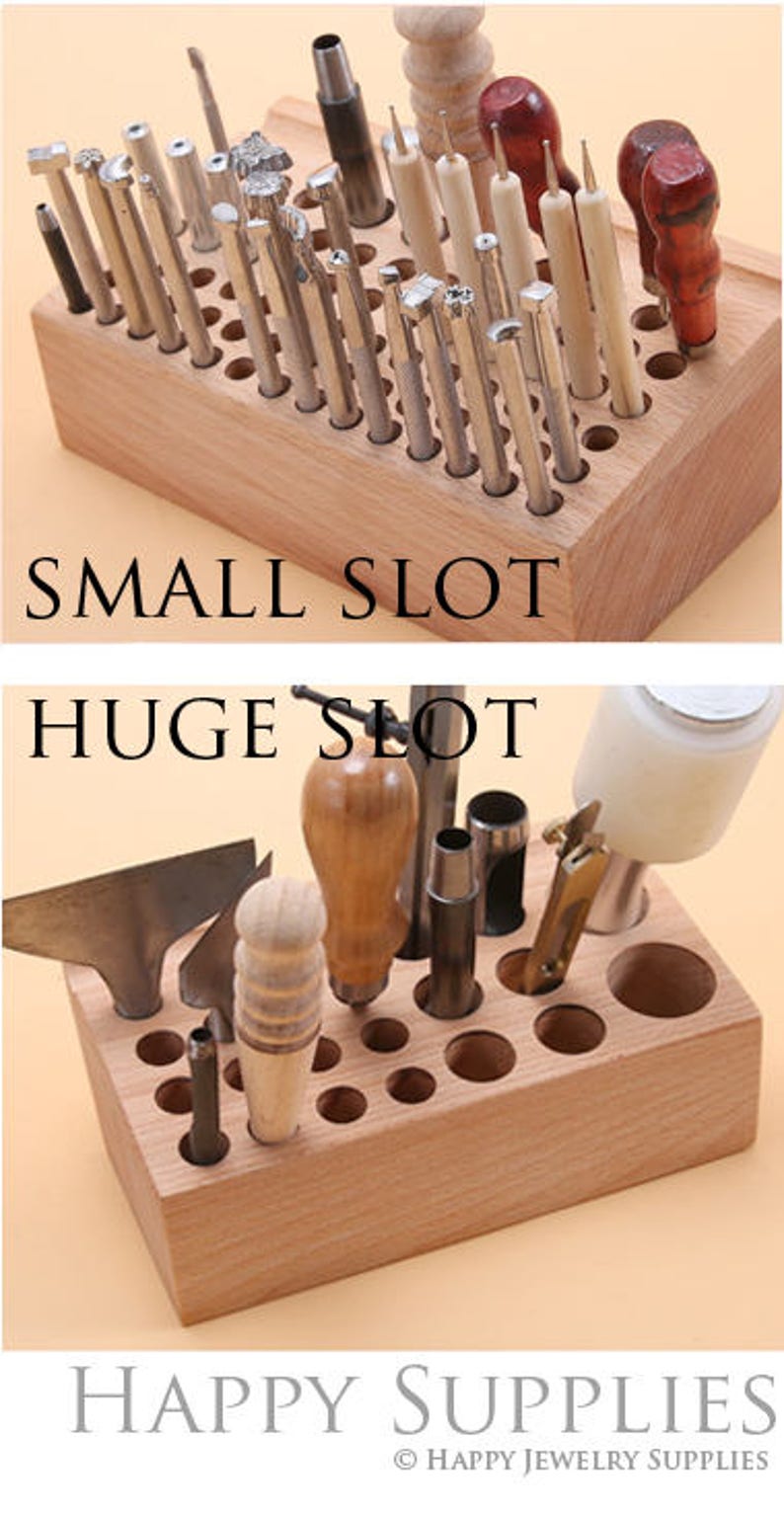 24 / 76 Holes Wood Design Stamp Organizerleathercrafts Tools Etsy