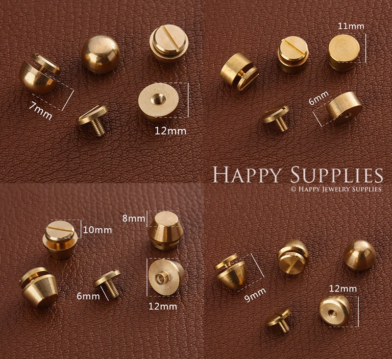 Solid Brass Rivets and Studs for Leather Bag Feet, Chicago Screw Back ...
