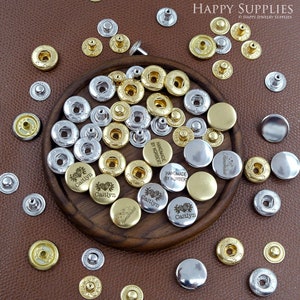 Brass Snap Buttons Leather Craft Fastener Closure, Leatherworking Snap Buttons Metal Snap Fasteners Kit Leather Snaps 8/10/12.5/15mm image 5