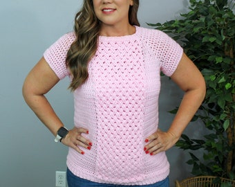 Crochet Tee Shirt Pattern, Celtic Weave Tee, Instant Download