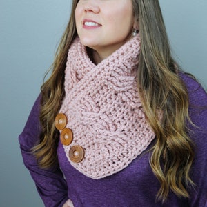 Crochet Cowl with Buttons, Alexis Cowl, Instant Download