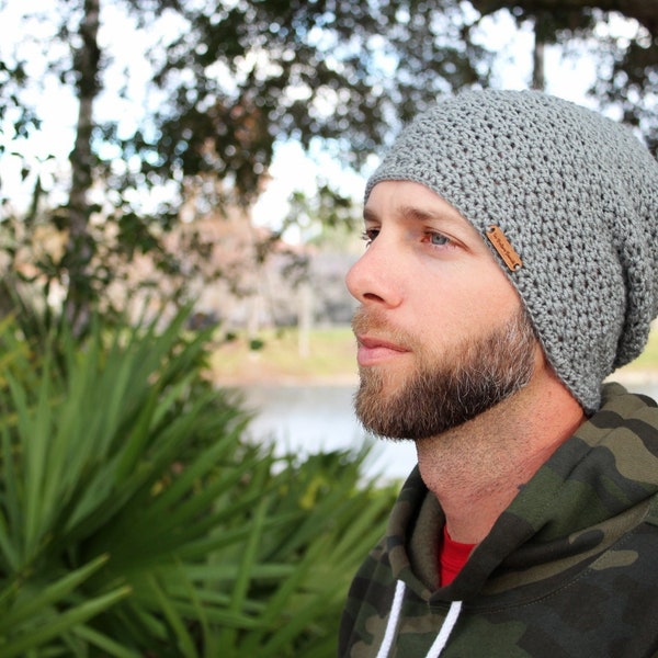 Men's Hat Crochet Pattern, Slouchy Hat Crochet Pattern, Boston Slouch, Instant Download