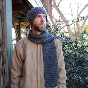 Men's Hat and Scarf Set Crochet Pattern, Men's Crochet Beanie, Men's Crochet Scarf, Dude Hat and Scarf Set, Instant Download