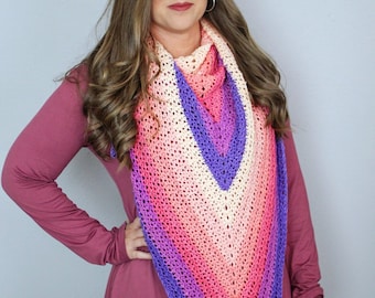 Triangle Shawl Crochet Pattern, Summer Sunset Shawl, Instant Download