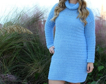 Sweater Dress Crochet Pattern, Crochet Sweater Dress, Edgewater Sweater Dress, Instant Download