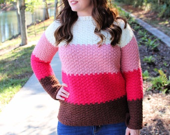 Crochet Sweater Pattern, Michelle Sweater, Instant Download