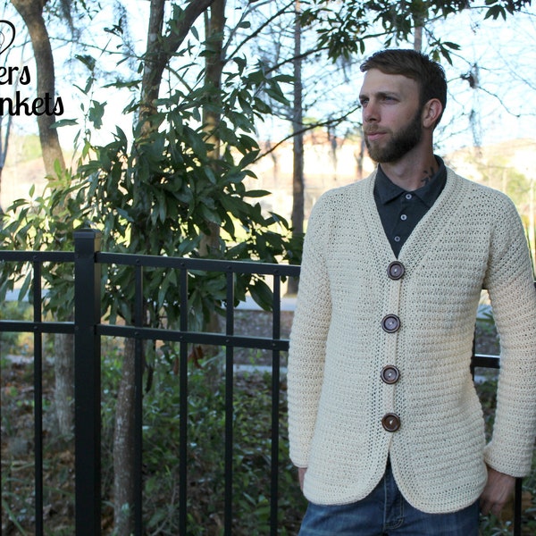 Man's Crochet Cardigan Pattern, Dude Cardigan Crochet Pattern, Men's Blazer Sweater, Instant Download