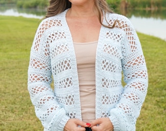 Crochet Cardigan Pattern | Magnolia Cardigan PDF | Women's Lacy Lightweight Cover‑Up | Digital Download