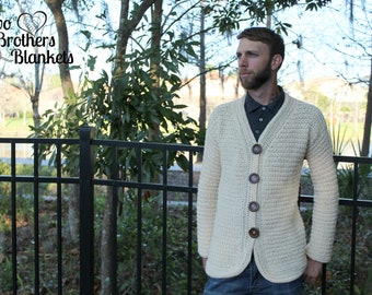 Man's Crochet Cardigan Pattern, Dude Cardigan Crochet Pattern, Men's Blazer Sweater, Instant Download