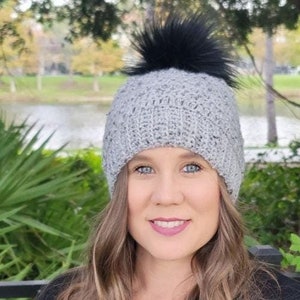 Crochet Hat Pattern, Winter Crochet Beanie, Baby to Large Adult Sizes, Worsted Weight Yarn, Double Crochet Stitch, Ribbed Brim Hat