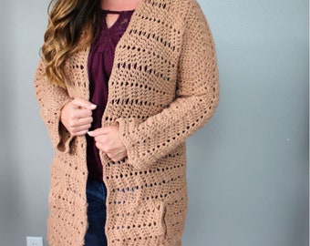 Crochet Cardigan Pattern, Chevy Cardigan, Instant Download