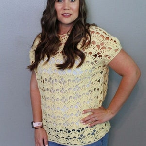 Crochet Top Pattern, Santa Rosa Tee, Instant Download