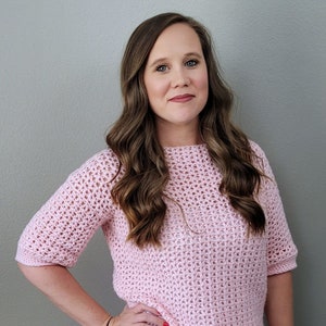Crochet Sweater Pattern, Spring Sweater, Spring Breeze Sweater Blouse, Worsted Weight Yarn, Women&#39;s Sizes XS to 3X, V-Stitch Sweater, PDF