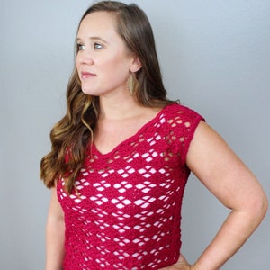 Crochet Top Pattern, Lacy Top< Instant Download