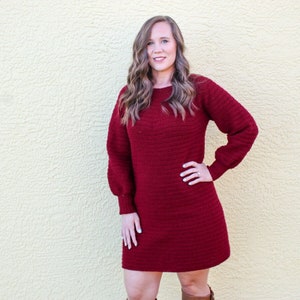 Crochet Sweater Dress Pattern, Delaney Sweater Dress, Instant Download