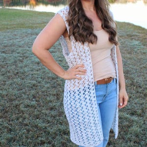Summer Crochet Vest Pattern, Lacy Summer Vest, Boho Vest, Country Vest for Women, Duster Vest Crochet Pattern, XS-5X, Instant Download PDF