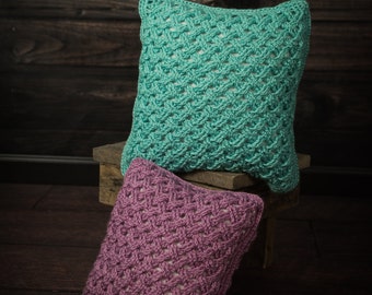 Celtic Weave Cabled Pillow Cover - Textured Crochet Cushion Pattern (Instant Download)