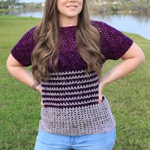 Crochet Top Pattern for Women, Leilani Raglan Tee, Instant Download