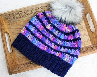 Crochet Beanie Pattern, Bobble Ridge Beanie, Instant Download