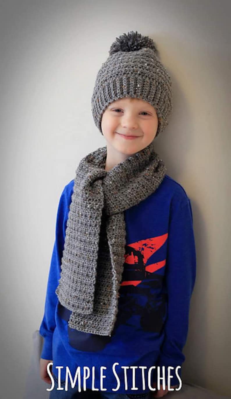 Men's Hat and Scarf Set Crochet Pattern Men's Crochet Etsy
