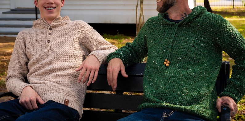 Men's Crochet Hoodie Pattern, Modern Crochet Hoodie, Alpine Crochet Stitch Sweater, Men's Crochet Sweater, S-5X, Instant Download PDF image 10