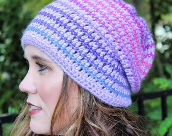 Easy Striped Crochet Hat Pattern, Friendship Hat (Instant PDF Download)