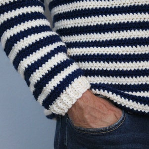 Men's Crochet Sweater Pattern, Striped Crochet Sweater for Men, Crochet Pullover Pattern, S-XL, Instant Download PDF 画像 3