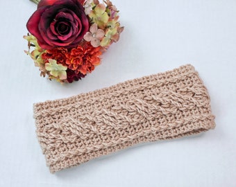 Crochet Cabled Earwarmer Pattern, Miriam Earwarmer, Crochet Headband Pattern, Crochet Headband with Cables, Instant Download