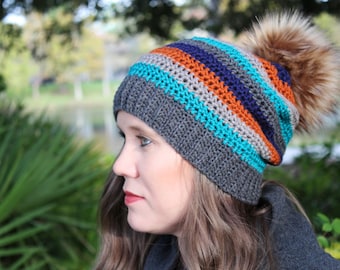 Striped Crochet Beanie Pattern: Beginner Vinnie Hat (PDF Pattern)
