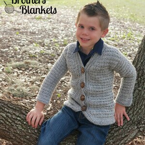 Crochet Children's Cardigan Pattern, Little Dude Cardigan, Instant Download image 2