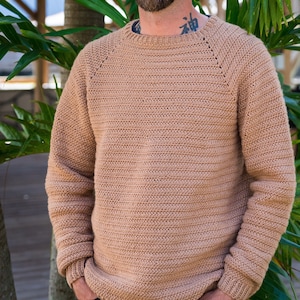 Men's Crochet Raglan Sweater Pattern, Reed Raglan Sweater, Instant Download