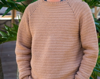 Men's Crochet Raglan Sweater Pattern, Reed Raglan Sweater, Instant Download