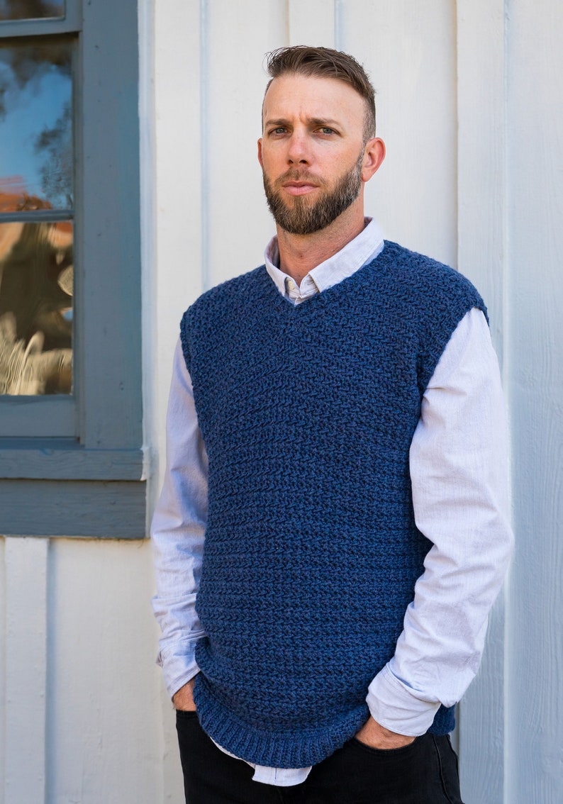 Men's Crochet Sweater Vest Pattern, Sylas Sweater Vest, Instant Download image 4