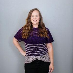 Crochet Top Pattern for Women, Leilani Raglan Tee, Instant Download