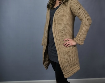 Women's Cardigan Crochet Pattern, Cardigan with Pockets, Kristen Cardigan, Instant Download