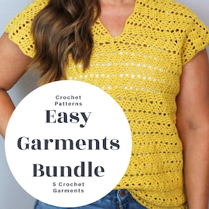 Beginner Crochet Garments Pattern Bundle: 5 Easy Crochet Tops (PDF Download)