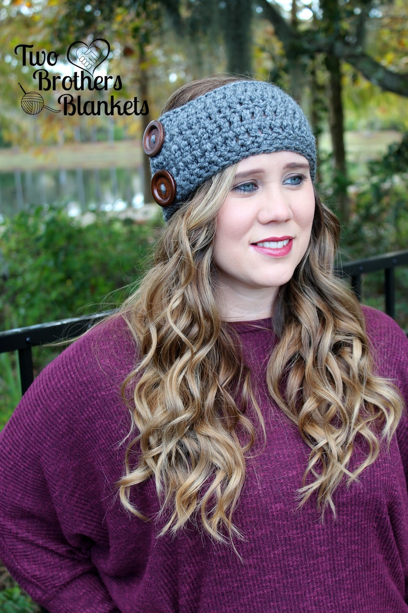Earwarmer with Buttons Amelia Earwarmer Instant Download Chunky Earwarmer with Button Crochet Pattern