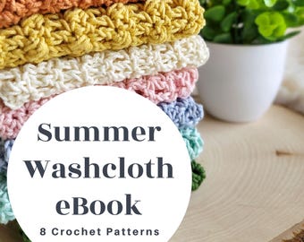Crochet Washcloth Pattern Bundle, 8 Easy Dishcloth Patterns for Beginners, Kitchen Crochet PDF Collection