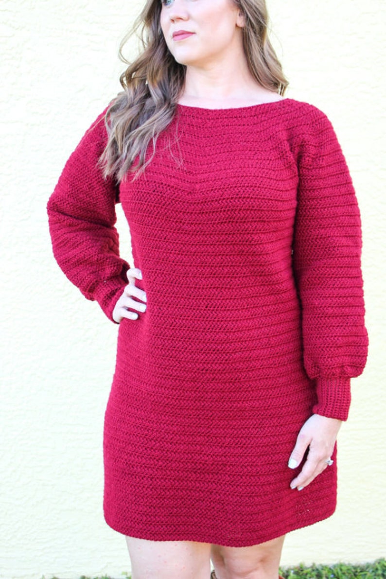 Crochet Sweater Dress Pattern, Delaney Sweater Dress, Instant Download image 4