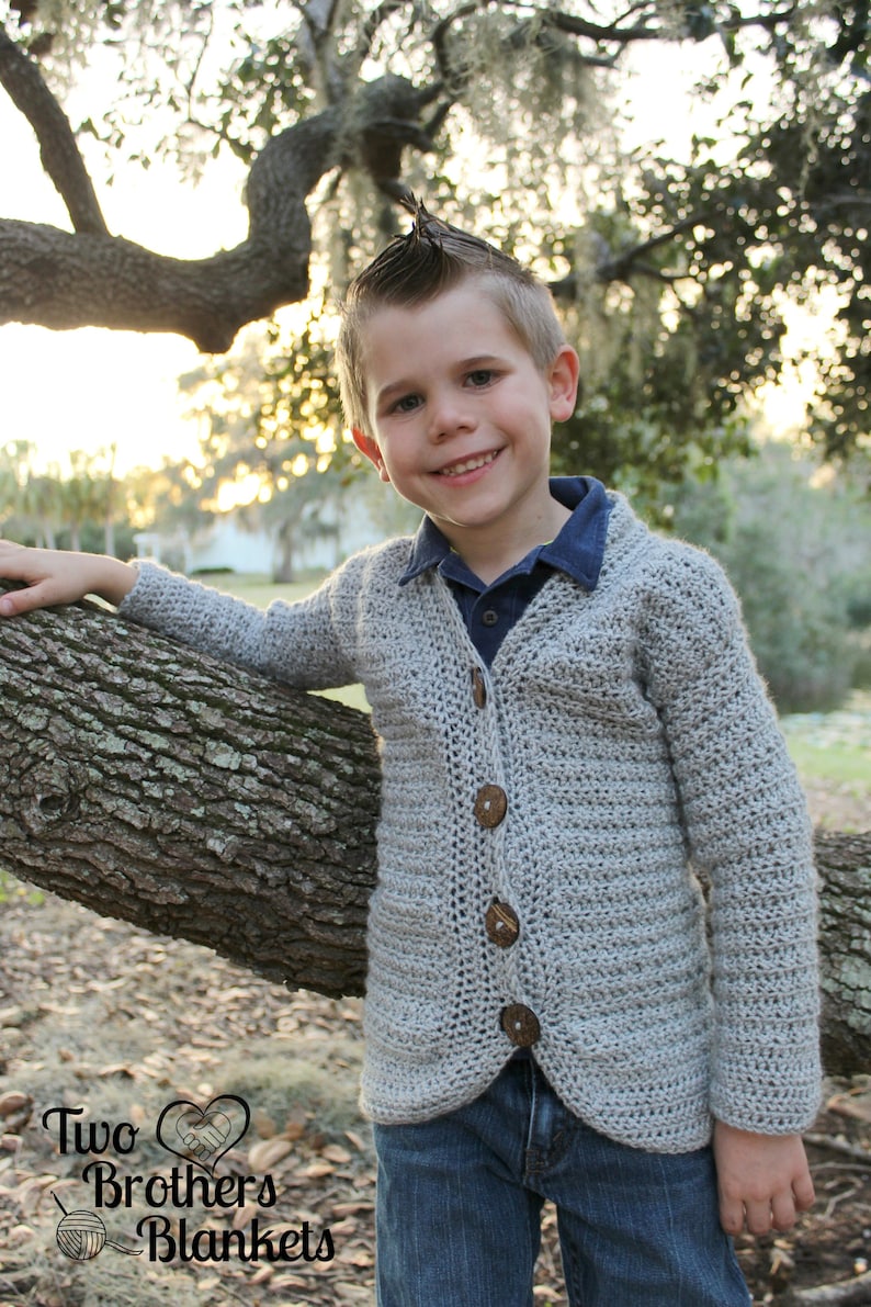 Crochet Children's Cardigan Pattern, Little Dude Cardigan, Instant Download image 1