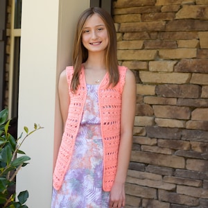 Children&#39;s Crochet Vest Crochet Pattern, Flowers & Showers Vest, Instant Download