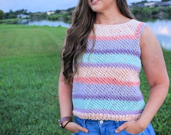 Crochet Tank Top Pattern: Women's Savannah Top, XS-2X (PDF Download)