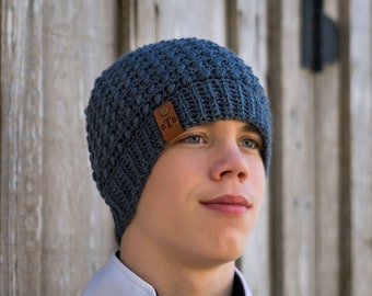 Men's Hat Crochet Pattern, Unisex Crochet Hat, Crochet Beanie Pattern, Slater Beanie, Instant Download