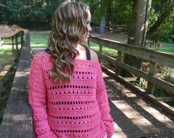 Oversized Summer Pullover Crochet Pattern, Flowers and Showers Pullover, Instant Download