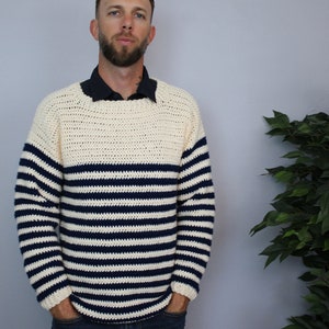 Mens Sweater Crochet Pattern, Mens Pullover Sweater, Upper Eastside Sweater, Instant Download image 2