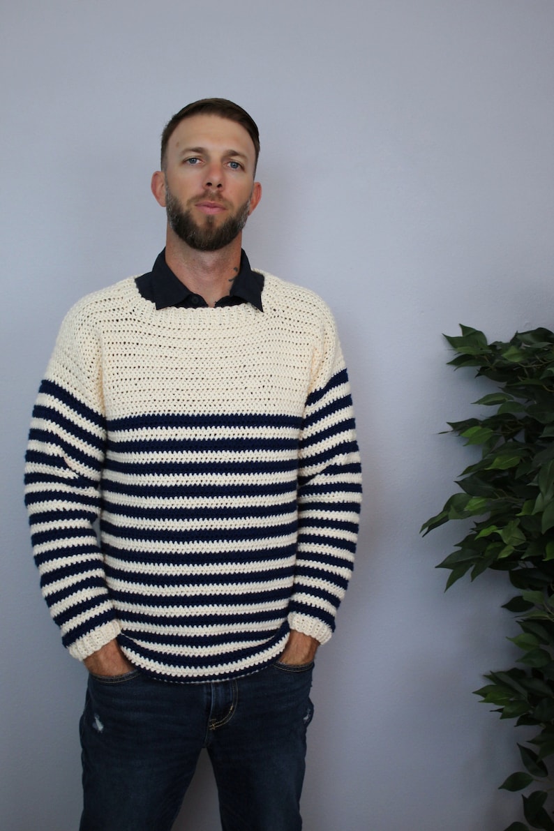 Mens Sweater Crochet Pattern, Mens Pullover Sweater, Upper Eastside Sweater, Instant Download image 2