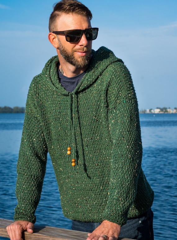 Men's Crochet Hoodie Pattern, Dutton Hoodie Crochet Pattern, Men's Sizes Small - 5X, PDF Download